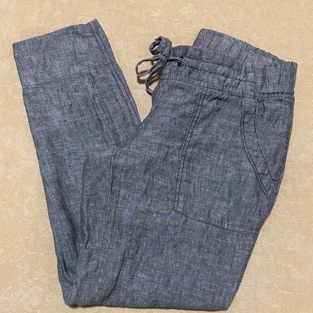 Athleta Linen-Blend Pants — Charcoal Gray Cropped pant